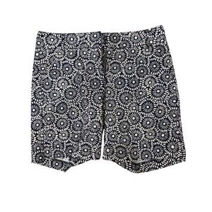 Hutch Navy White Floral Sunburst Print Shorts Womens Size 6 Made in NYC Cotton